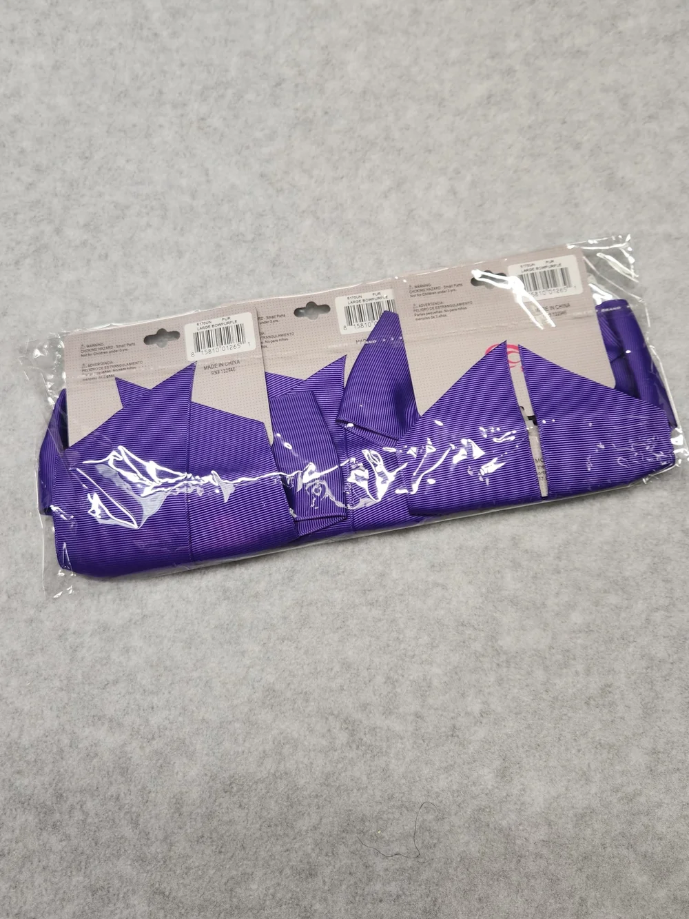 3 Pack-Soffe Purple Grosgrain Bow Hair Clip